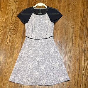 Rebecca Taylor Black-Trimmed Cream Floral Mini Dress